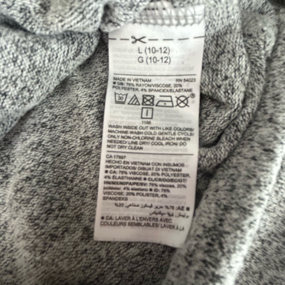 Old Navy Heather Gray White Lightweight Pullover Hoodie Kangaroo Pouch Size L - Picture 7 of 9